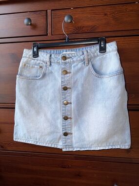Billabong Light Blue Button-Front Denim Mini Skirt